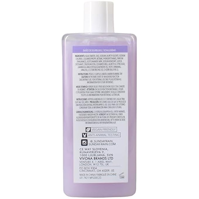 Sunday Rain Sleep Easy Bubble Bath, Lavendar Bath Soak, Calming, Helps Aid Relaxation, Vegan & Cruelty Free, 450ml - Image 2